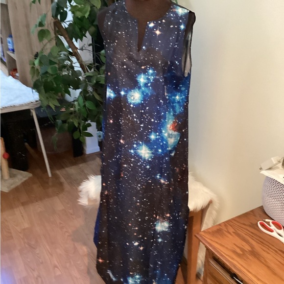 unbranded Dresses & Skirts - Unbranded maxi galaxy pattern sleeveless dress notched v neck Woman’s XXL